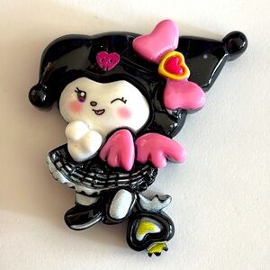 Kuromu Cute Flat Charm with Pink Bow and Heart
